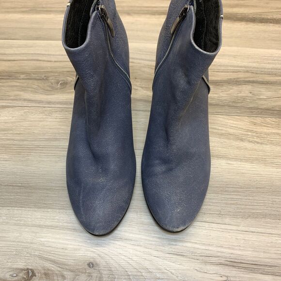 Ecco Shape 75 Ankle Bootie EU 38 US 7 Marine Blue Nubuck Leather High Heel - Picture 7 of 13